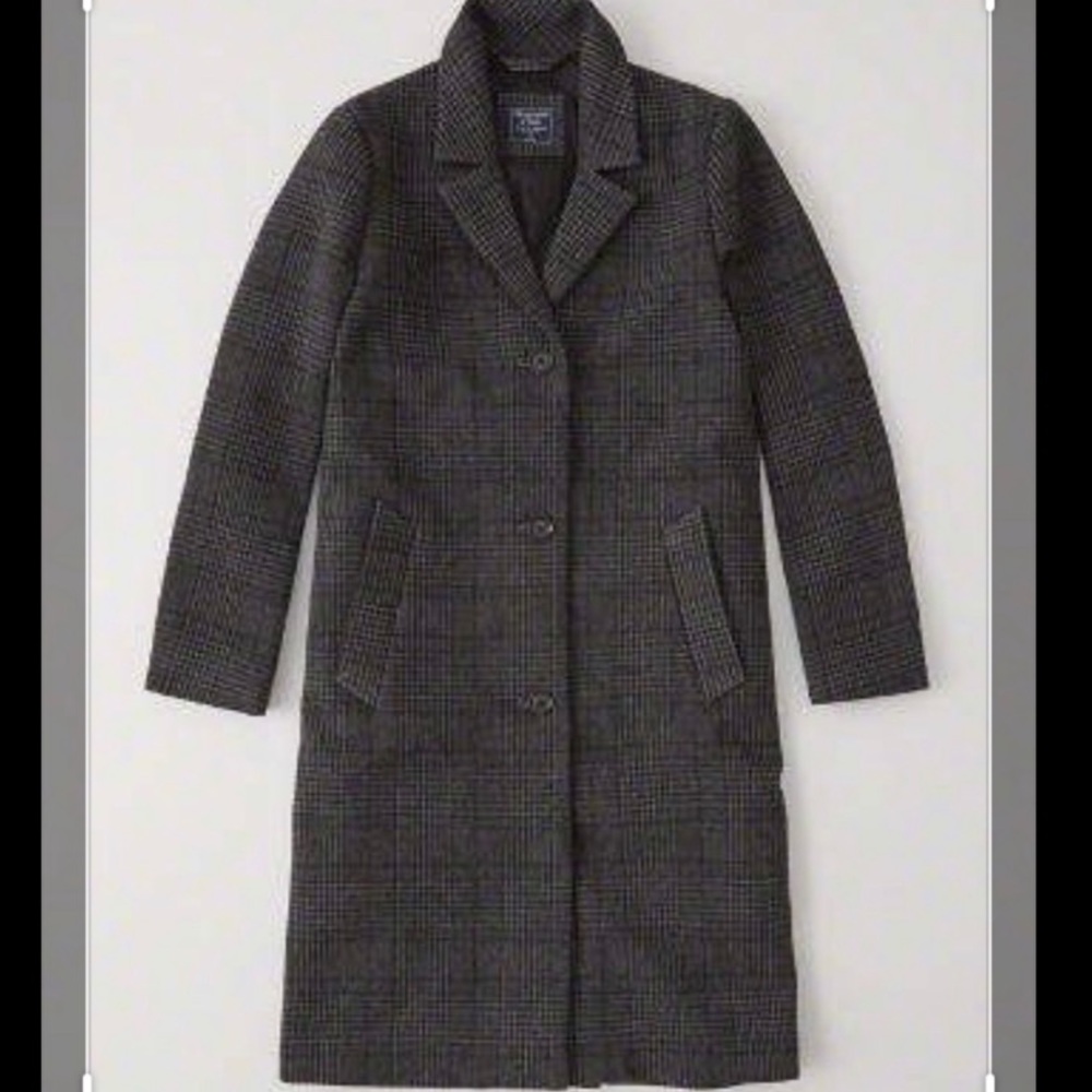 Dark grey plaid wool coat